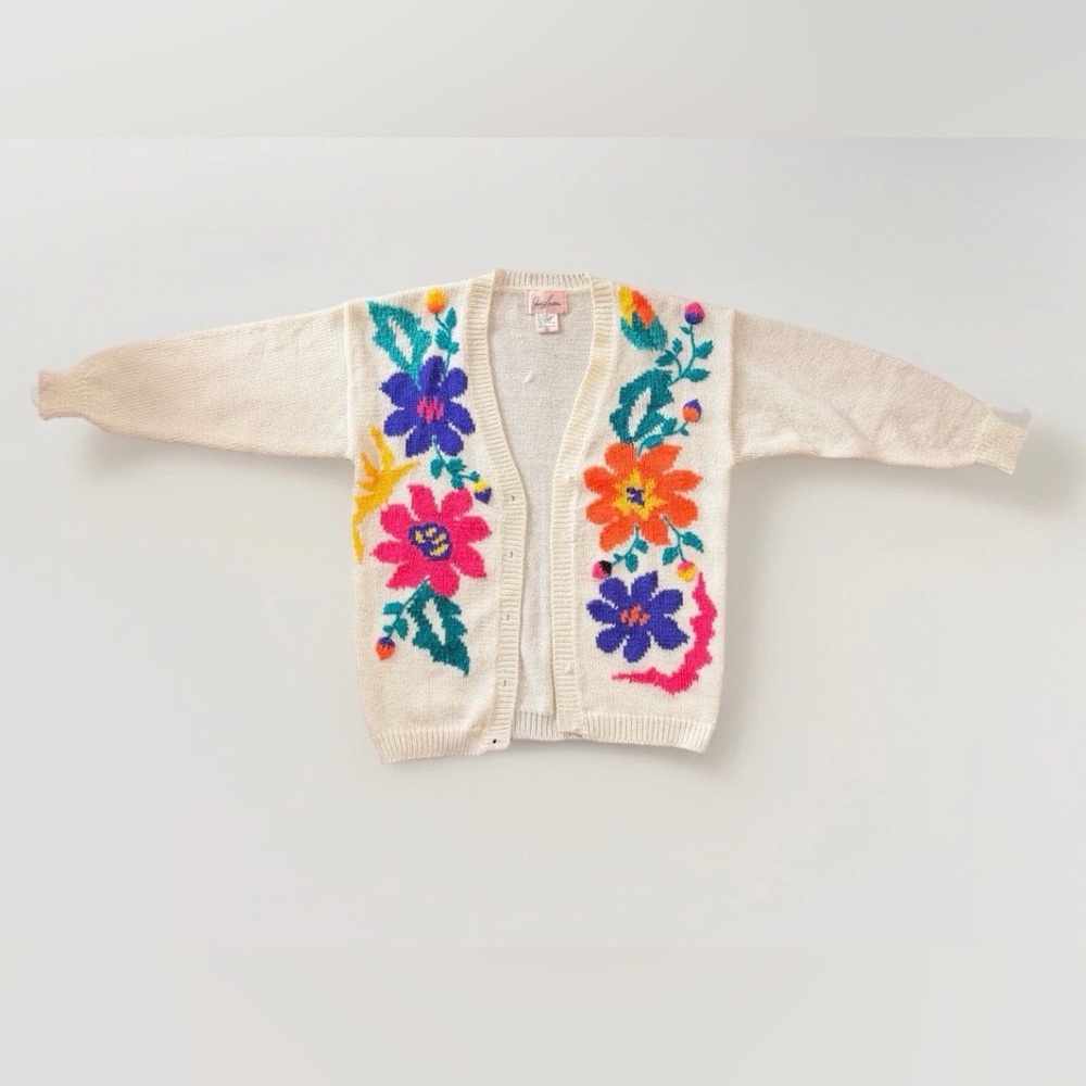 Jaclyn Smith Knit Cardigan- Multicolor Tight-Knit V-Neck- Missing buttons